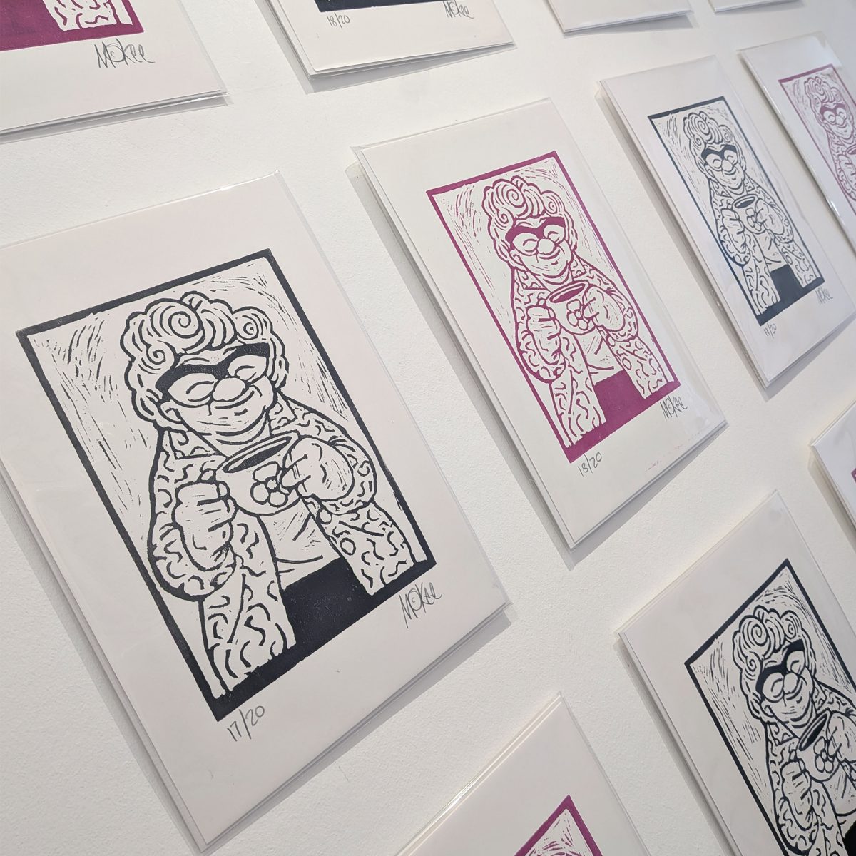 Original Linocut - Teacup Nan - Image 2